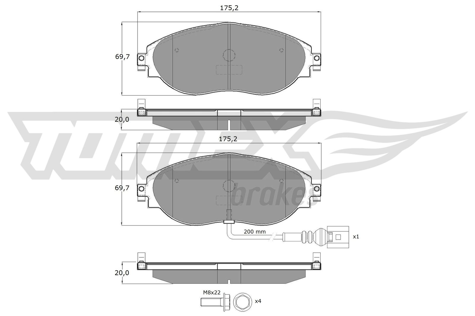 Sada brzdových platničiek kotúčovej brzdy TOMEX Brakes